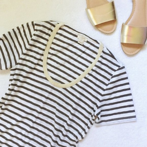 ✨ J. Crew Beaded Scoop Neck Striped Tee - Picture 1 of 4